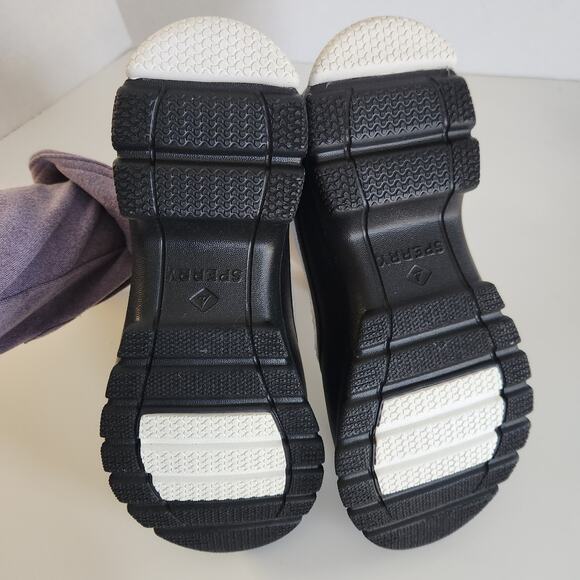 Sperry Women's Duck Float Zip Seacycled Winter Boot, Black/White, 9.5 - Picture 9 of 11